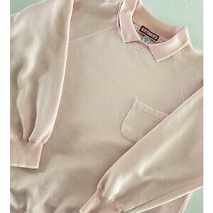 VTG 90s Pace Collared Pink Sweatshirt size M Cottage Preppy